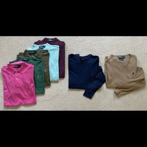 Ralph Lauren Men’s shirts (5 polos, one long sleeve shirt, one v-neck sweater)